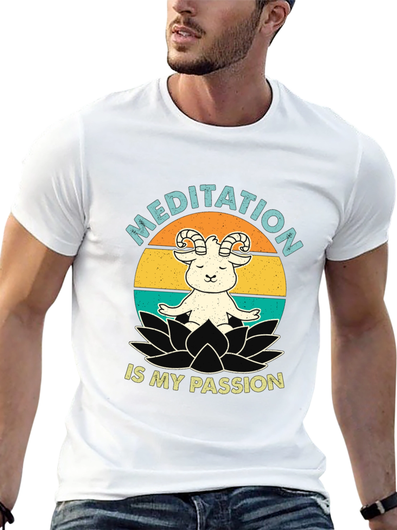 Meditation Goat T-Shirt: Peaceful & Fun!