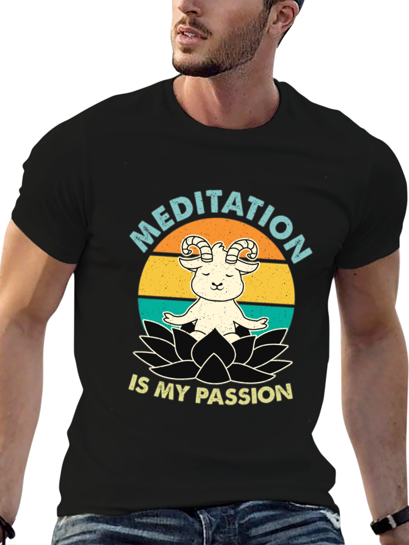 Meditation Goat T-Shirt: Peaceful & Fun!