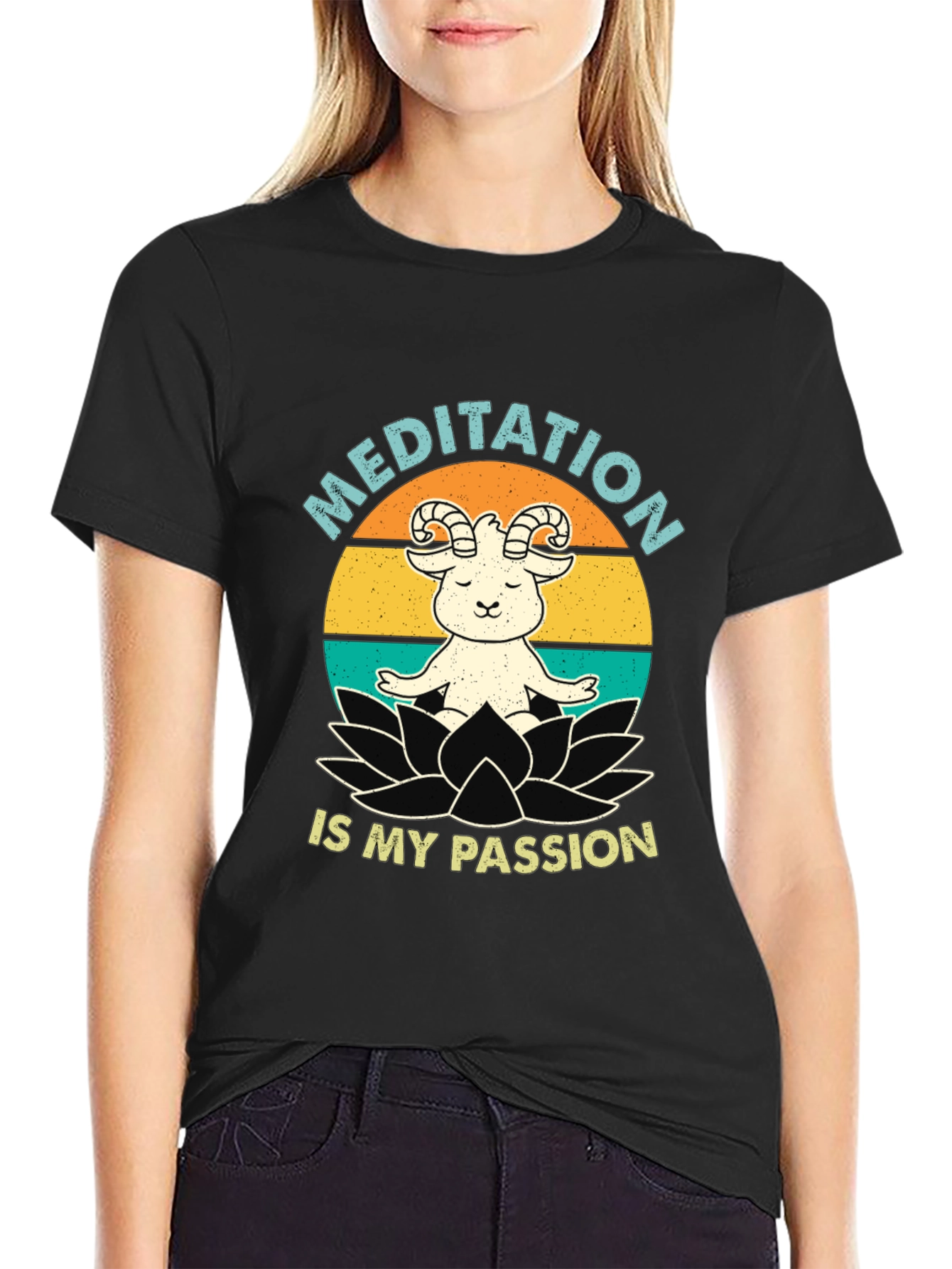 Meditation Goat T-Shirt: Peaceful & Fun!