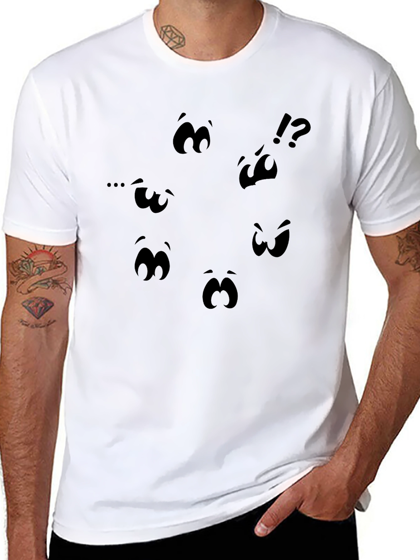 Expressive Face Black Graphic Tee