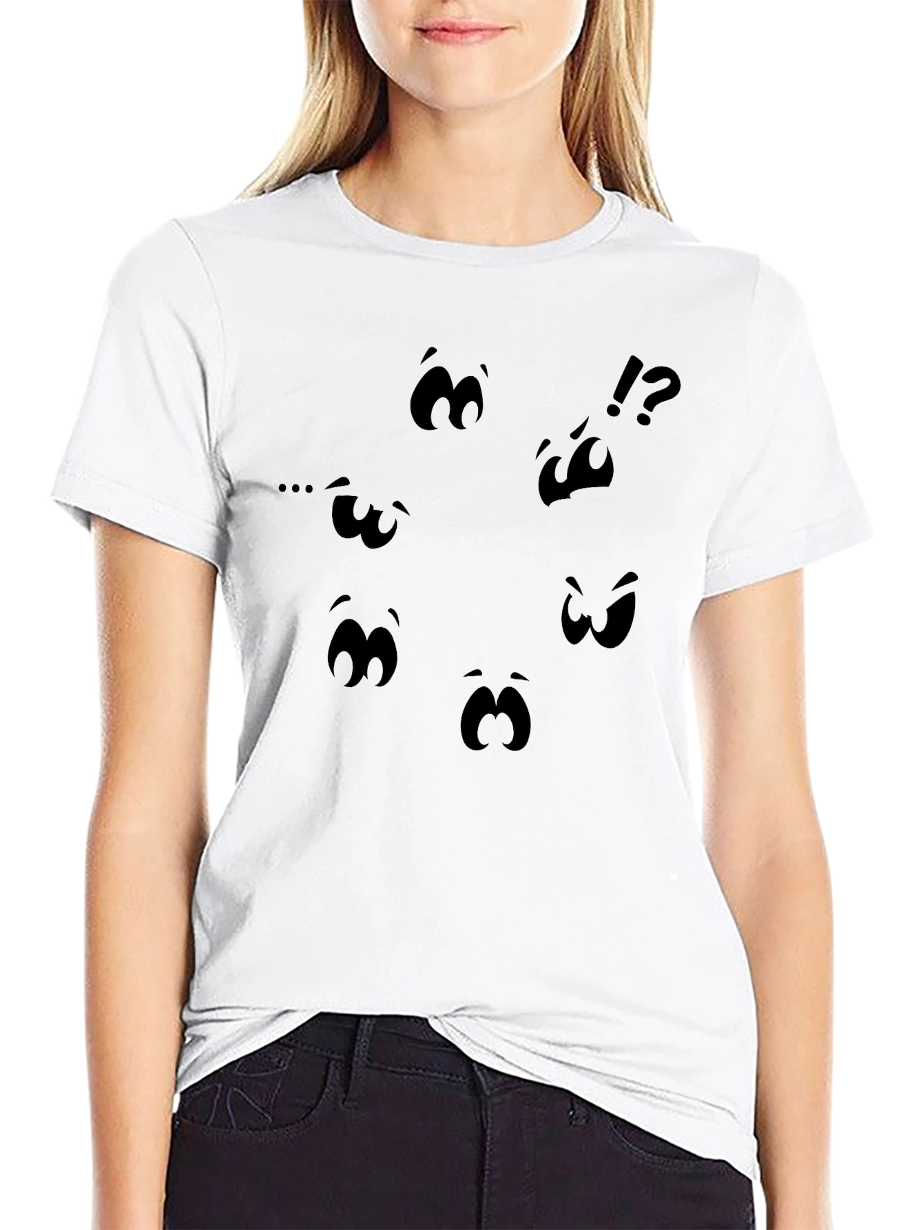 Expressive Face Black Graphic Tee