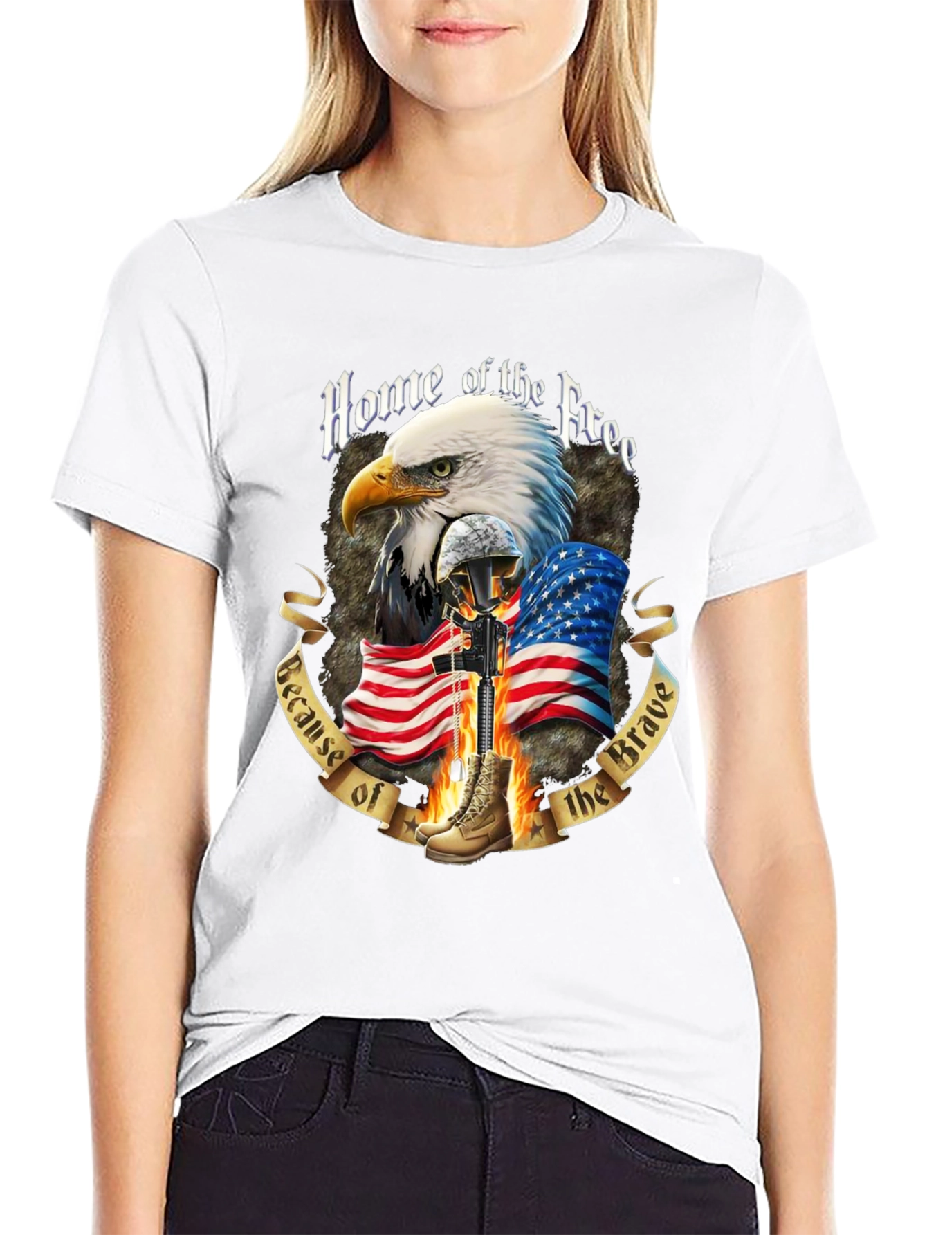 Patriotic Eagle & Flag Graphic T-Shirt