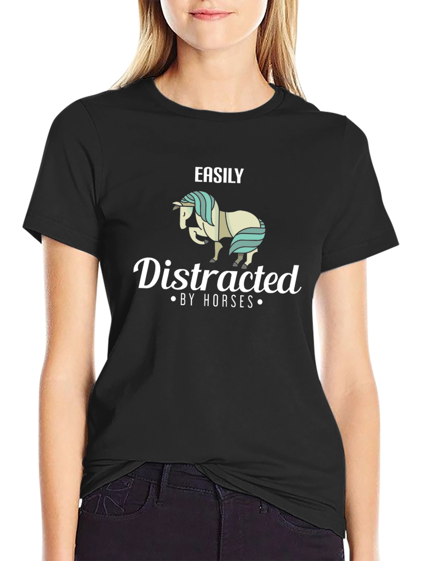 Easily Distracted By Horses Graphic T-Shirt