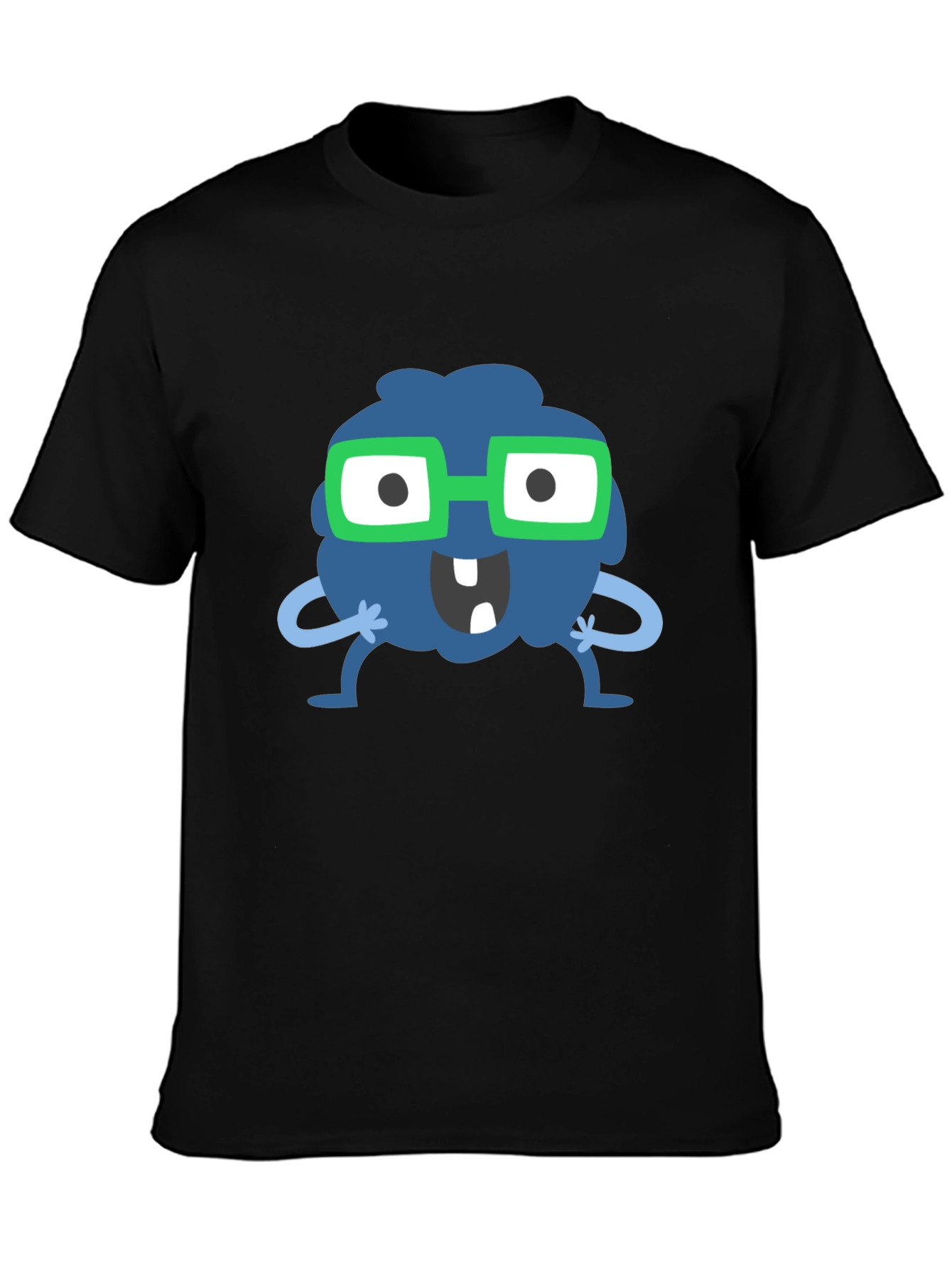 Funny Cartoon Monster Graphic Tee - Black