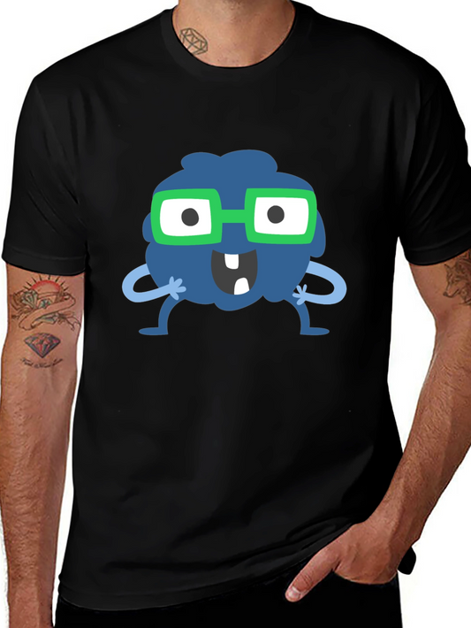 Funny Cartoon Monster Graphic Tee - Black