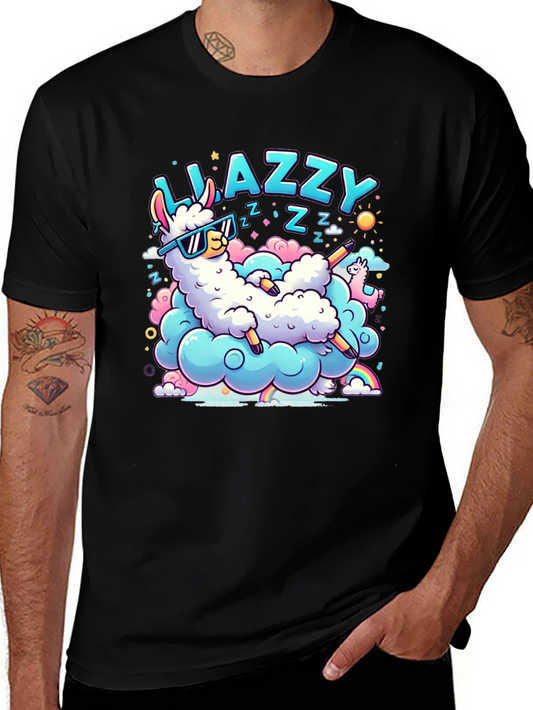 LAZZY Llama T-Shirt - Black Cotton Tee with Fun Graphic Design