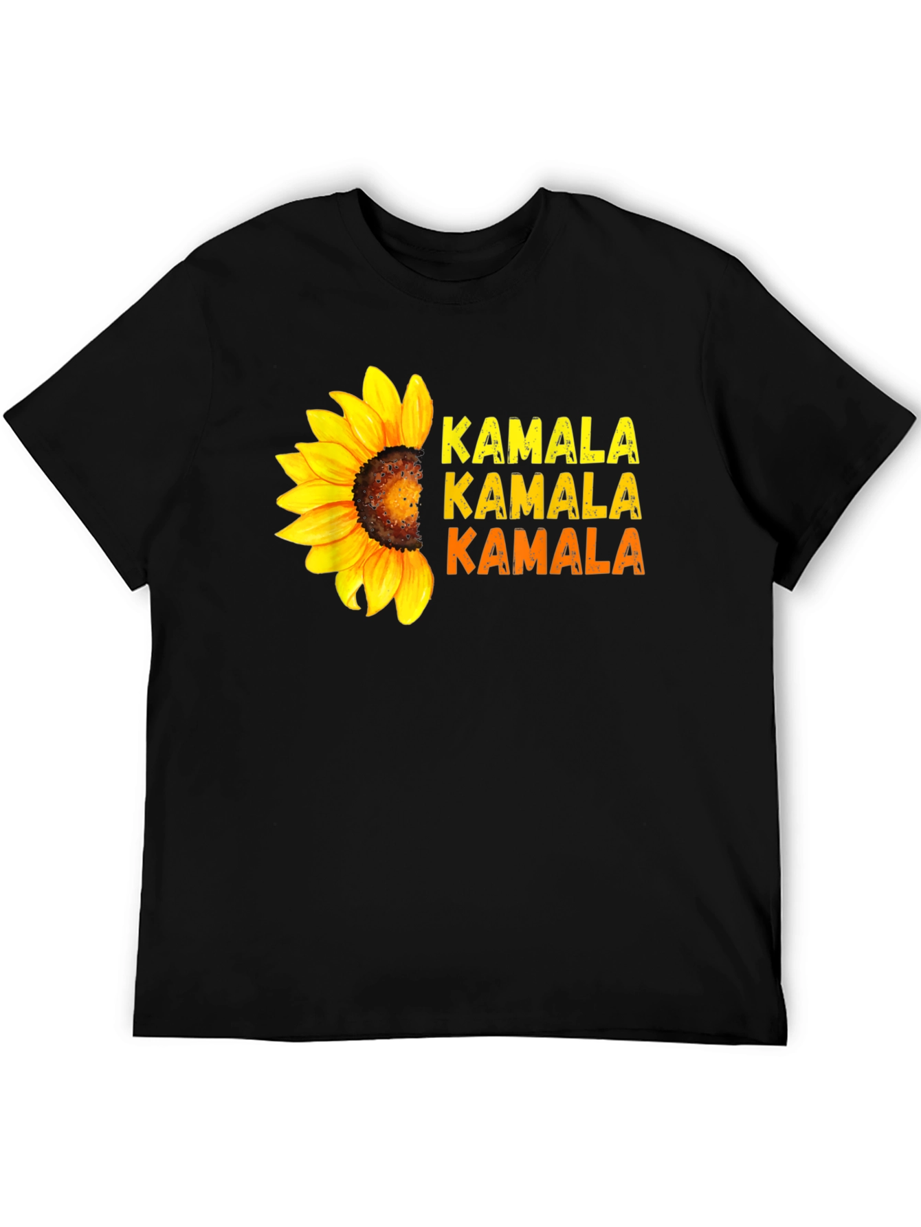 Kamala Sunflower Graphic Tee - Black Cotton Shirt
