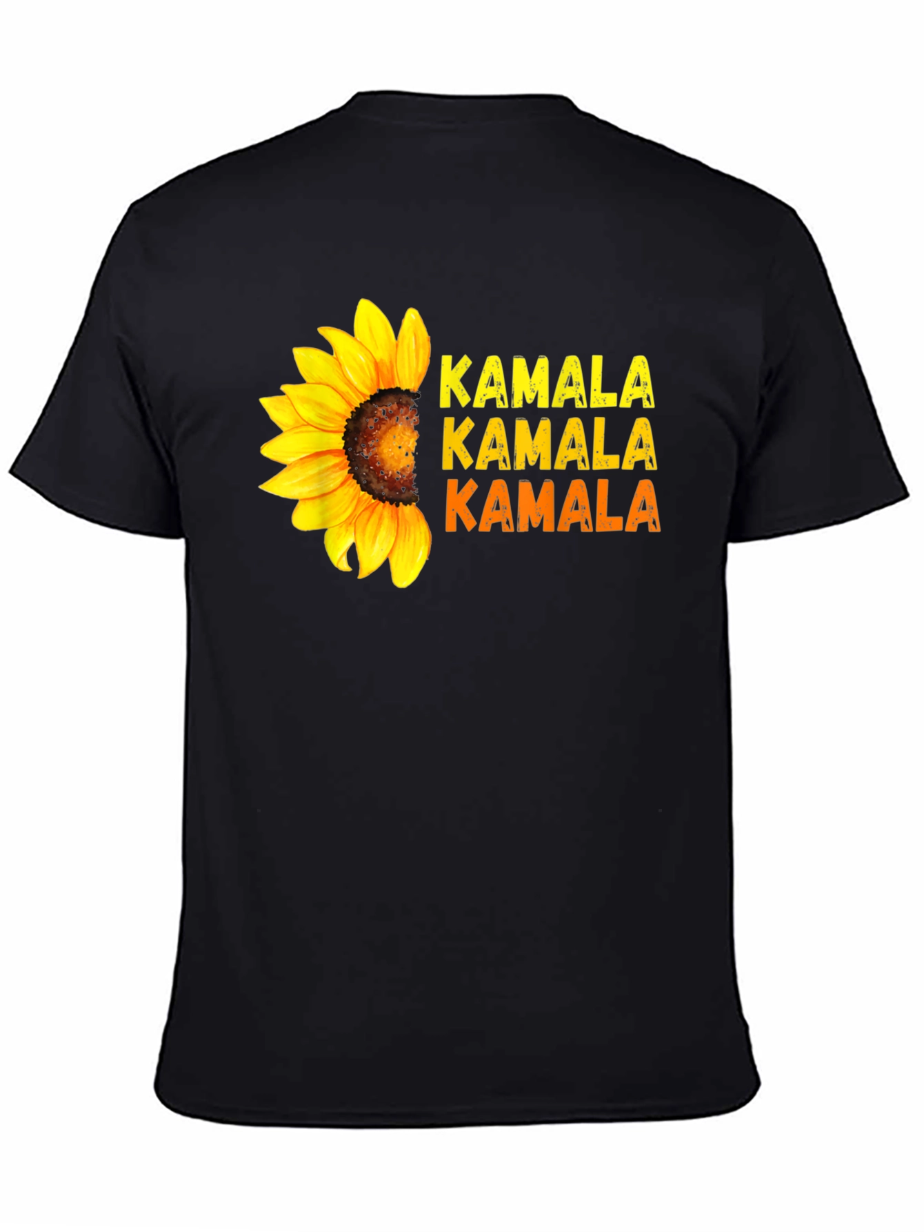 Kamala Sunflower Graphic Tee - Black Cotton Shirt