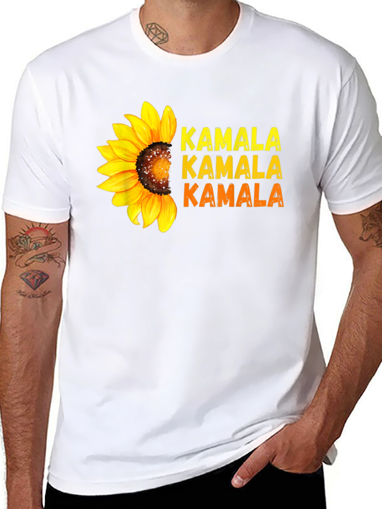 Kamala Sunflower Graphic Tee - Black Cotton Shirt