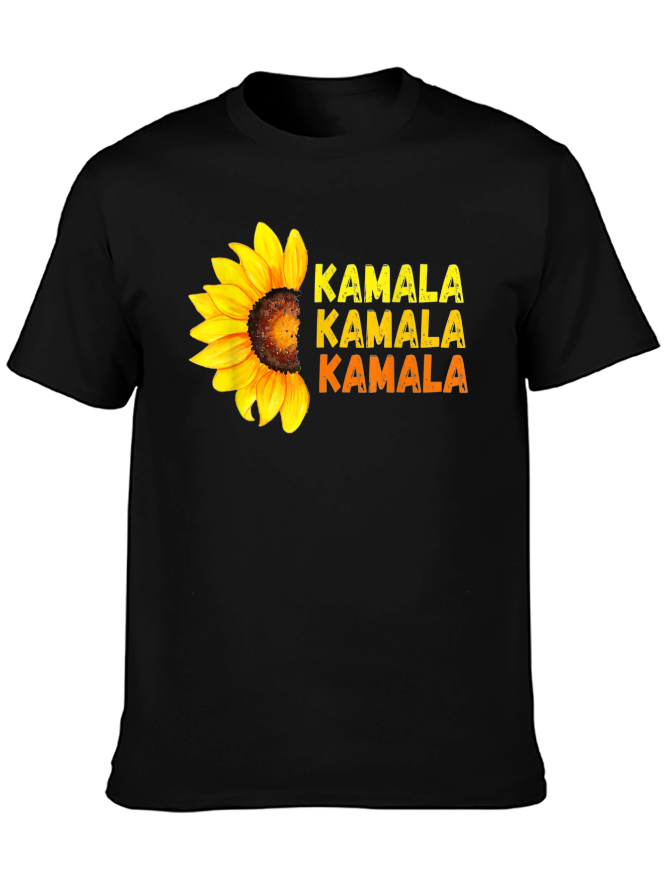 Kamala Sunflower Graphic Tee - Black Cotton Shirt