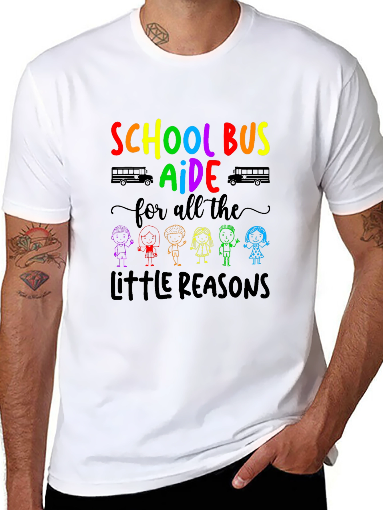 School Bus Aide T-Shirt: Rainbow Little Reasons