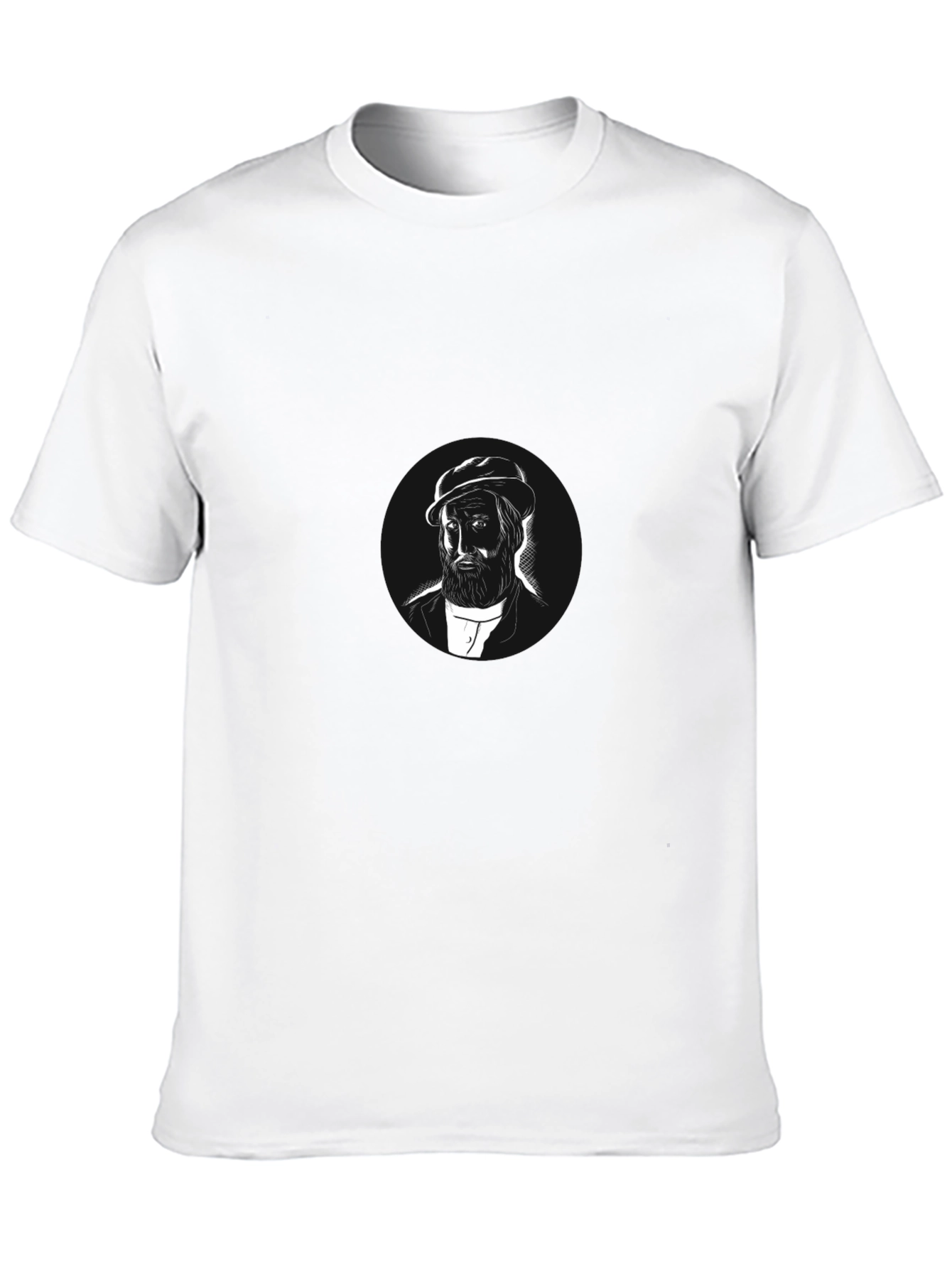Black T-Shirt with Character Portrait Graphic