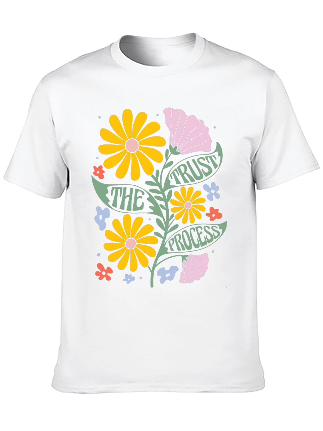 Trust The Process Floral Graphic Tee - Black