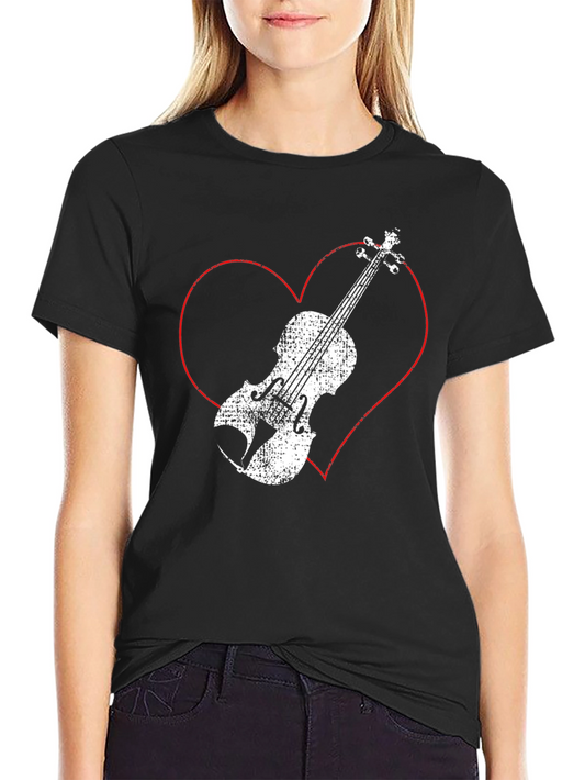 Heart Violin Graphic Tee - Music Lover Shirt
