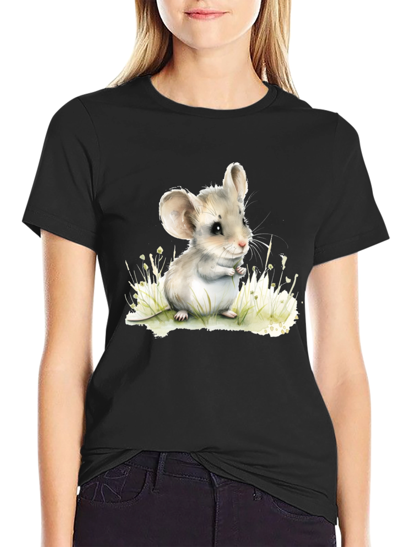 Cute Mouse Graphic Tee - Unisex Black T-Shirt