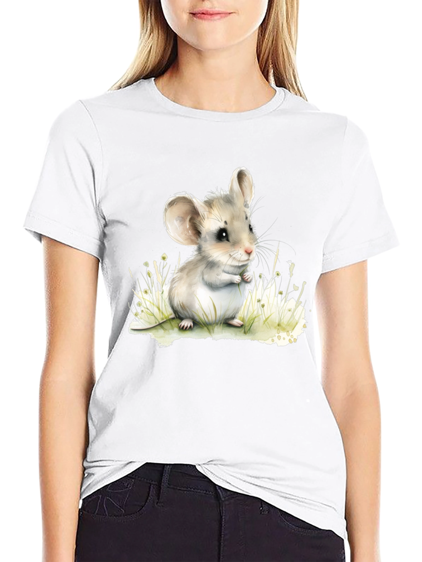 Cute Mouse Graphic Tee - Unisex Black T-Shirt