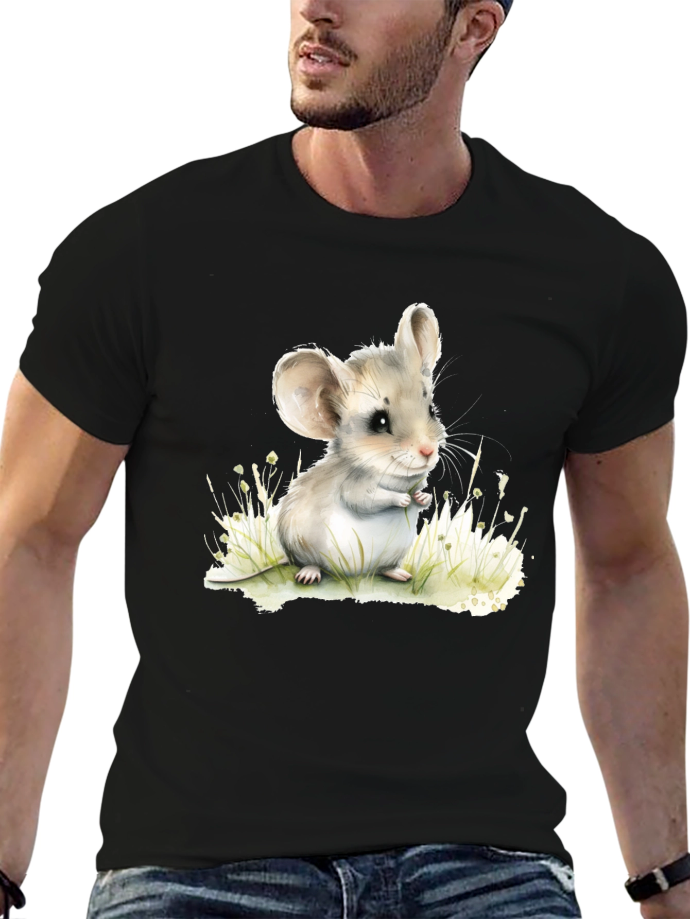 Cute Mouse Graphic Tee - Unisex Black T-Shirt