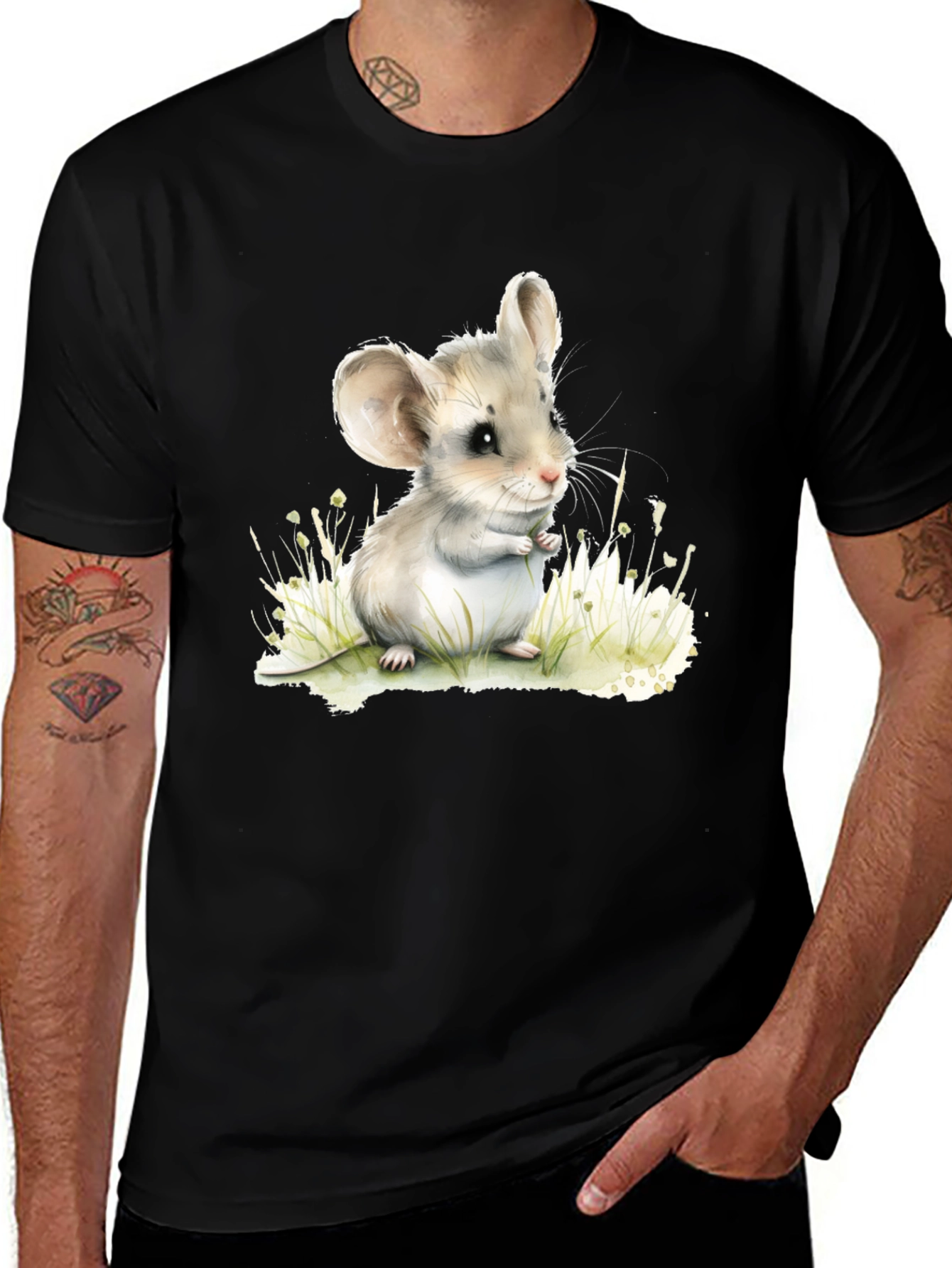 Cute Mouse Graphic Tee - Unisex Black T-Shirt