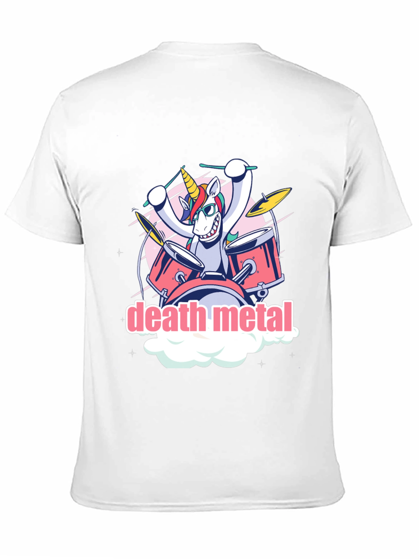 Death Metal Unicorn Drummer Graphic T-Shirt