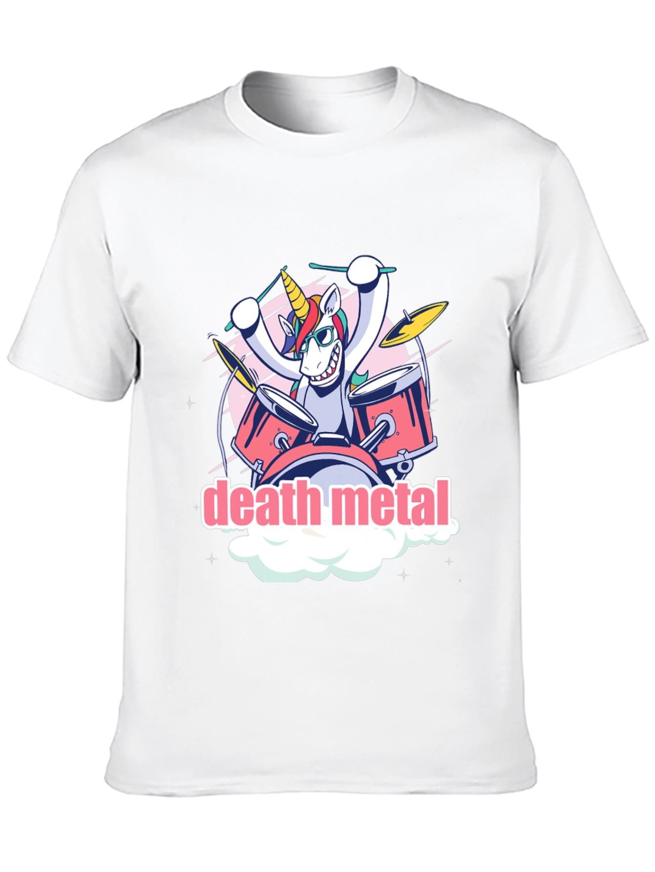 Death Metal Unicorn Drummer Graphic T-Shirt