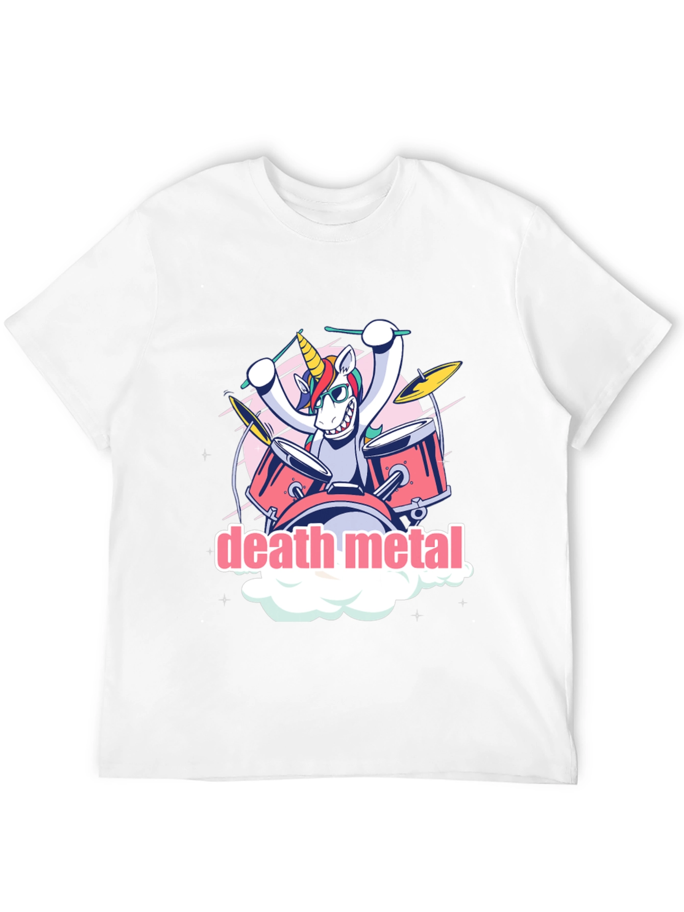 Death Metal Unicorn Drummer Graphic T-Shirt