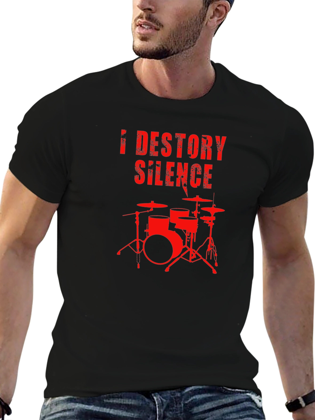 Destroy Silence Drum Set Graphic T-Shirt