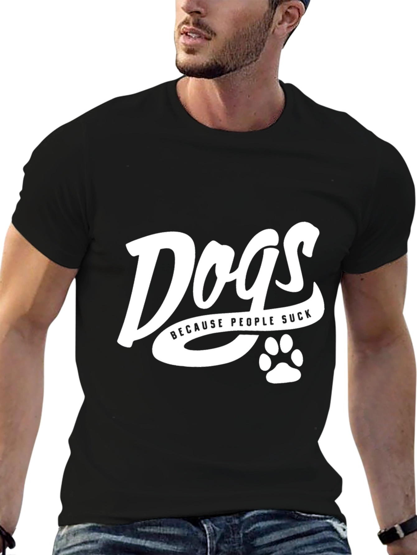 Dogs Because People Suck Black T-Shirt