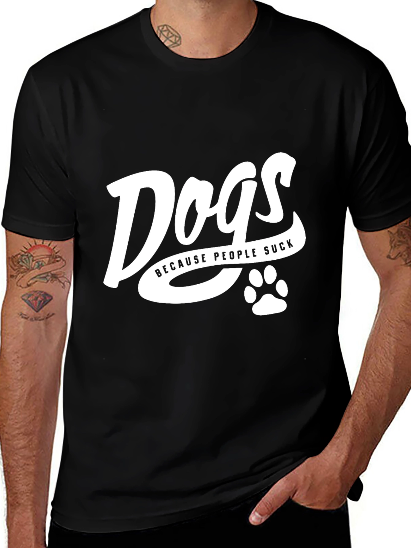 Dogs Because People Suck Black T-Shirt