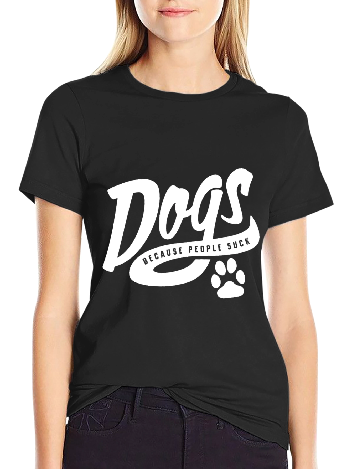 Dogs Because People Suck Black T-Shirt