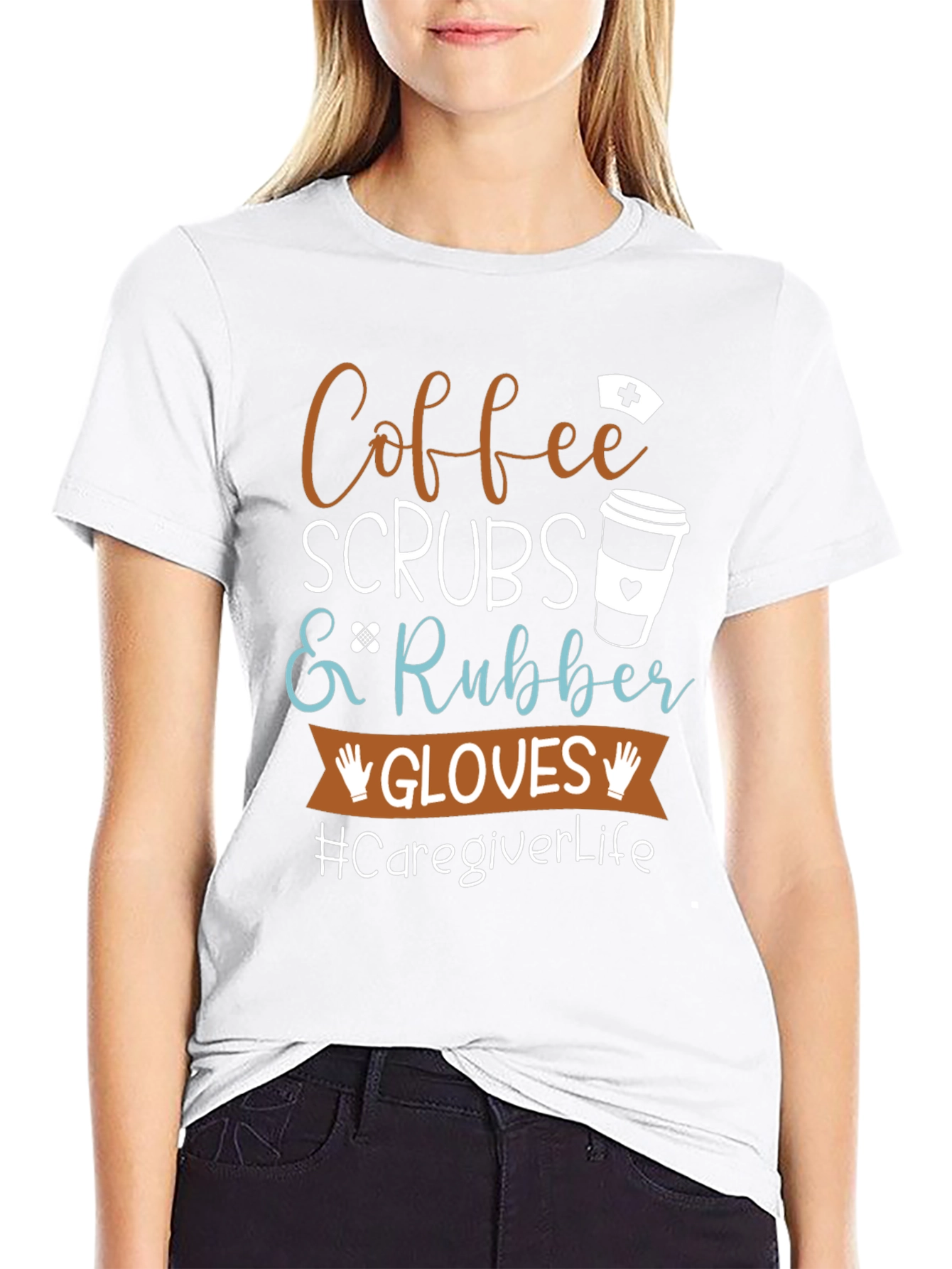 Coffee Scrubs Rubber Gloves Caregiver T-Shirt