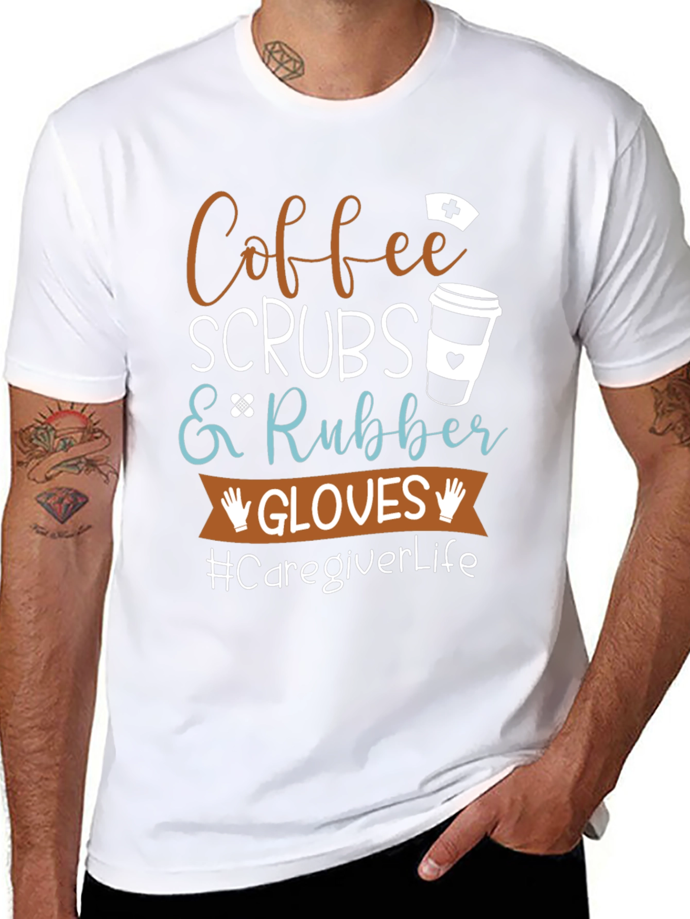 Coffee Scrubs Rubber Gloves Caregiver T-Shirt