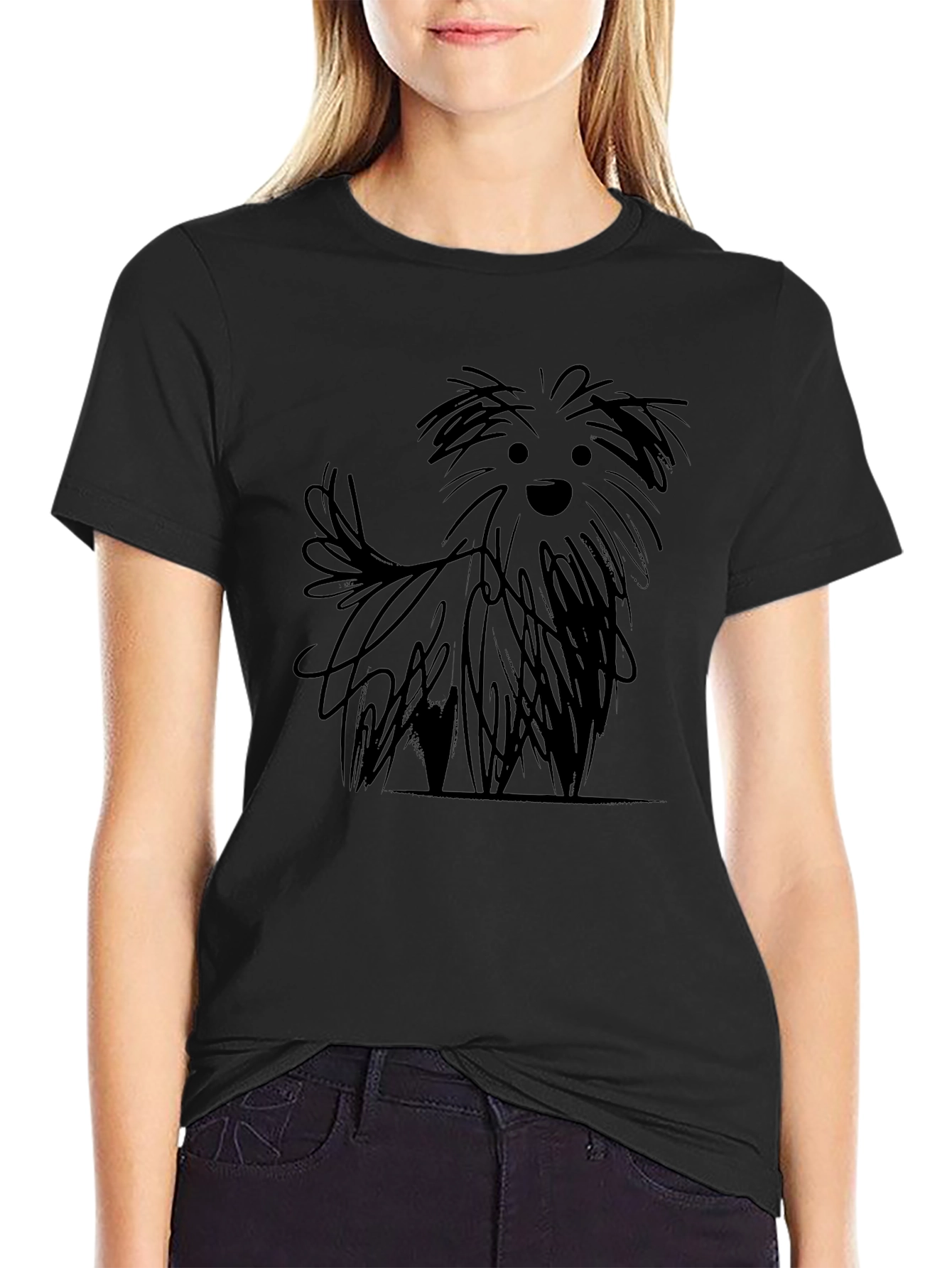 Dog Sketch Mens Black T-Shirt