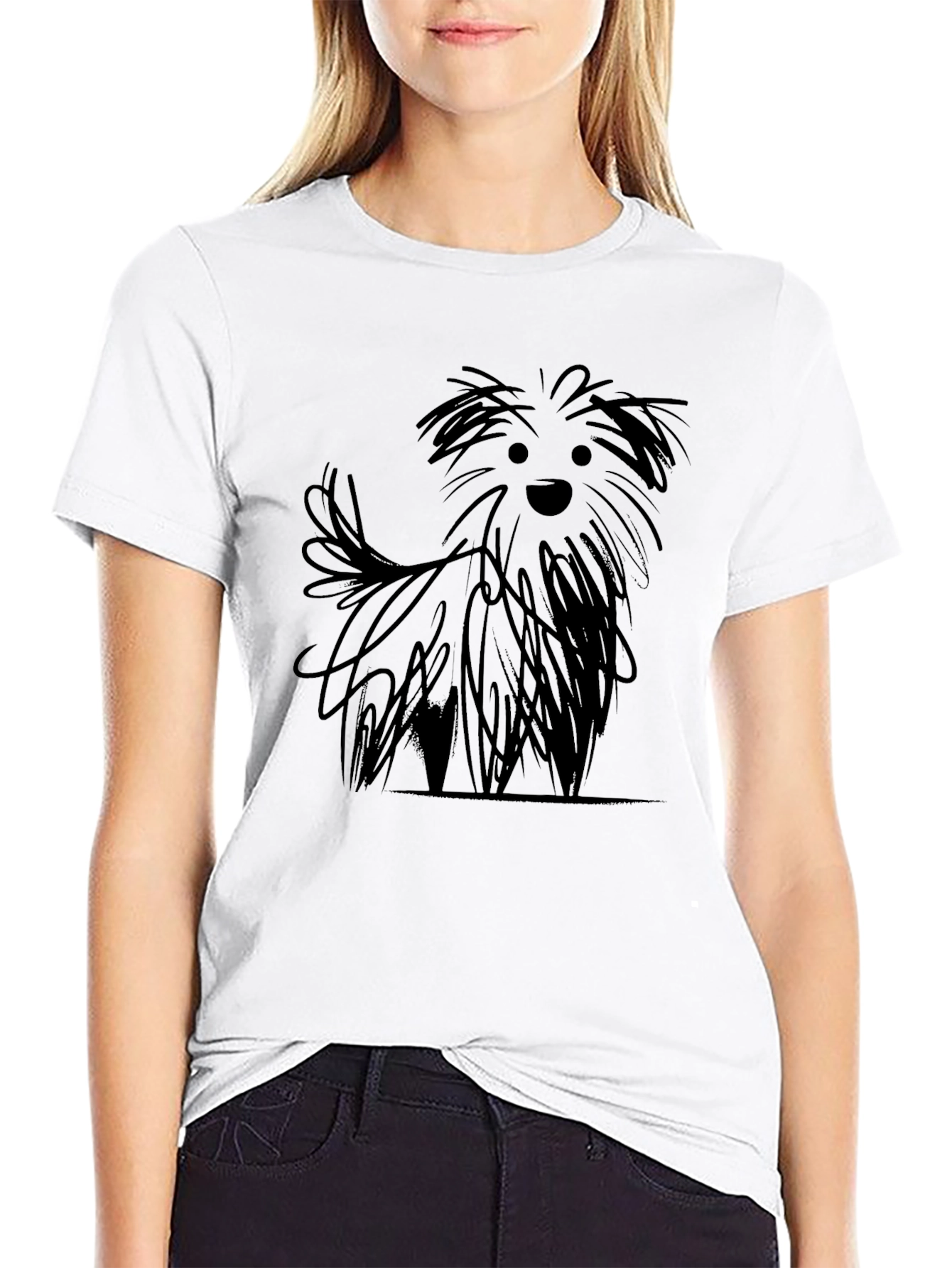 Dog Sketch Mens Black T-Shirt