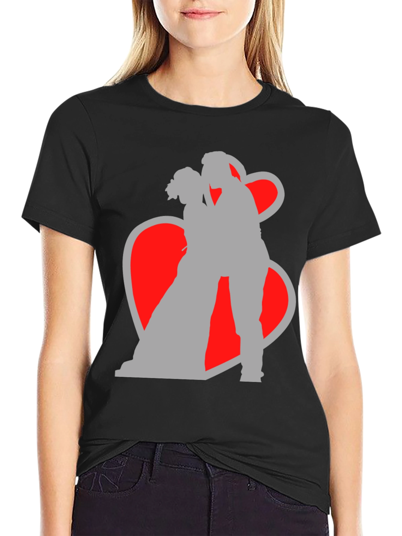 Romantic Couple Silhouette Graphic T-Shirt