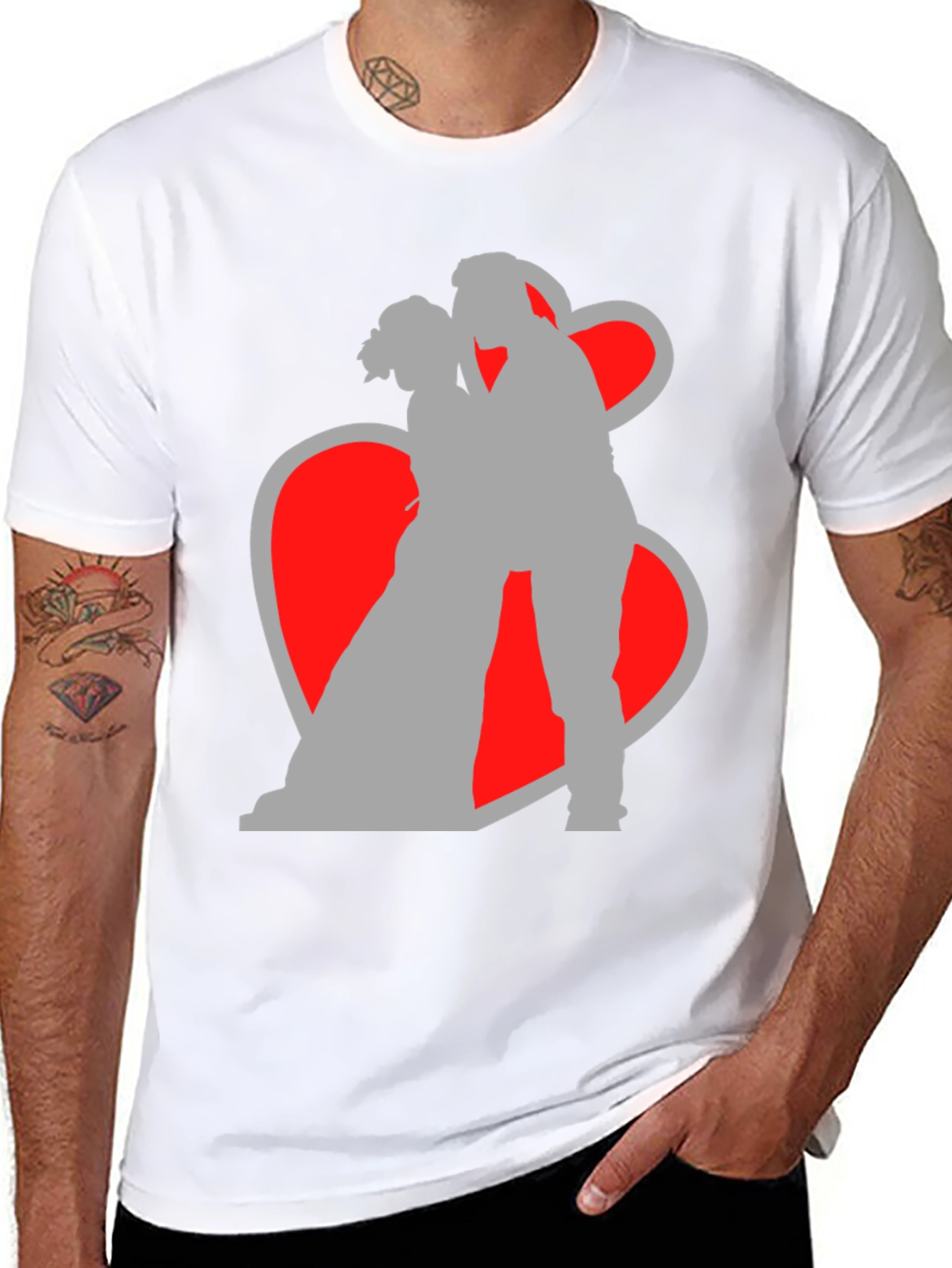 Romantic Couple Silhouette Graphic T-Shirt