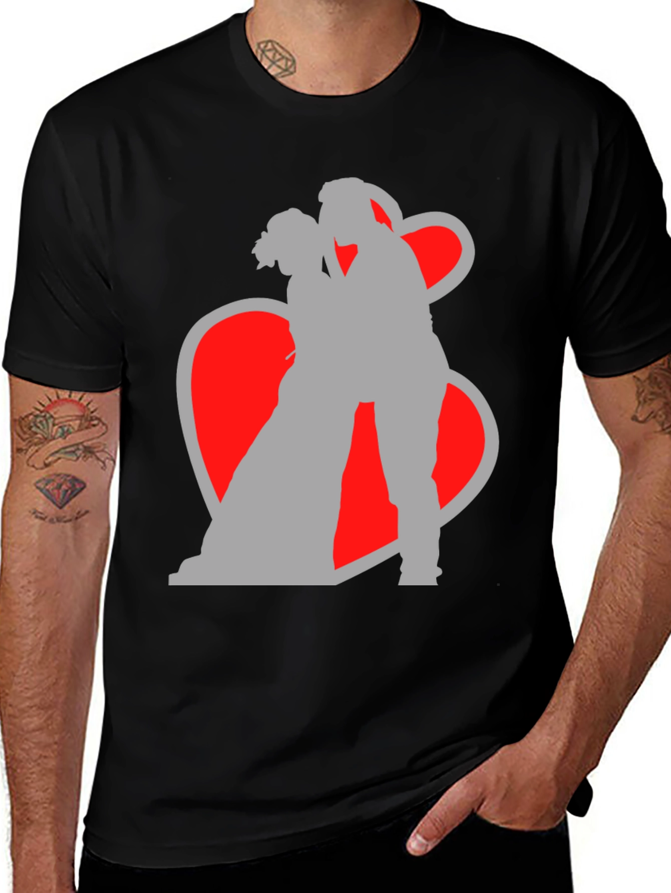 Romantic Couple Silhouette Graphic T-Shirt