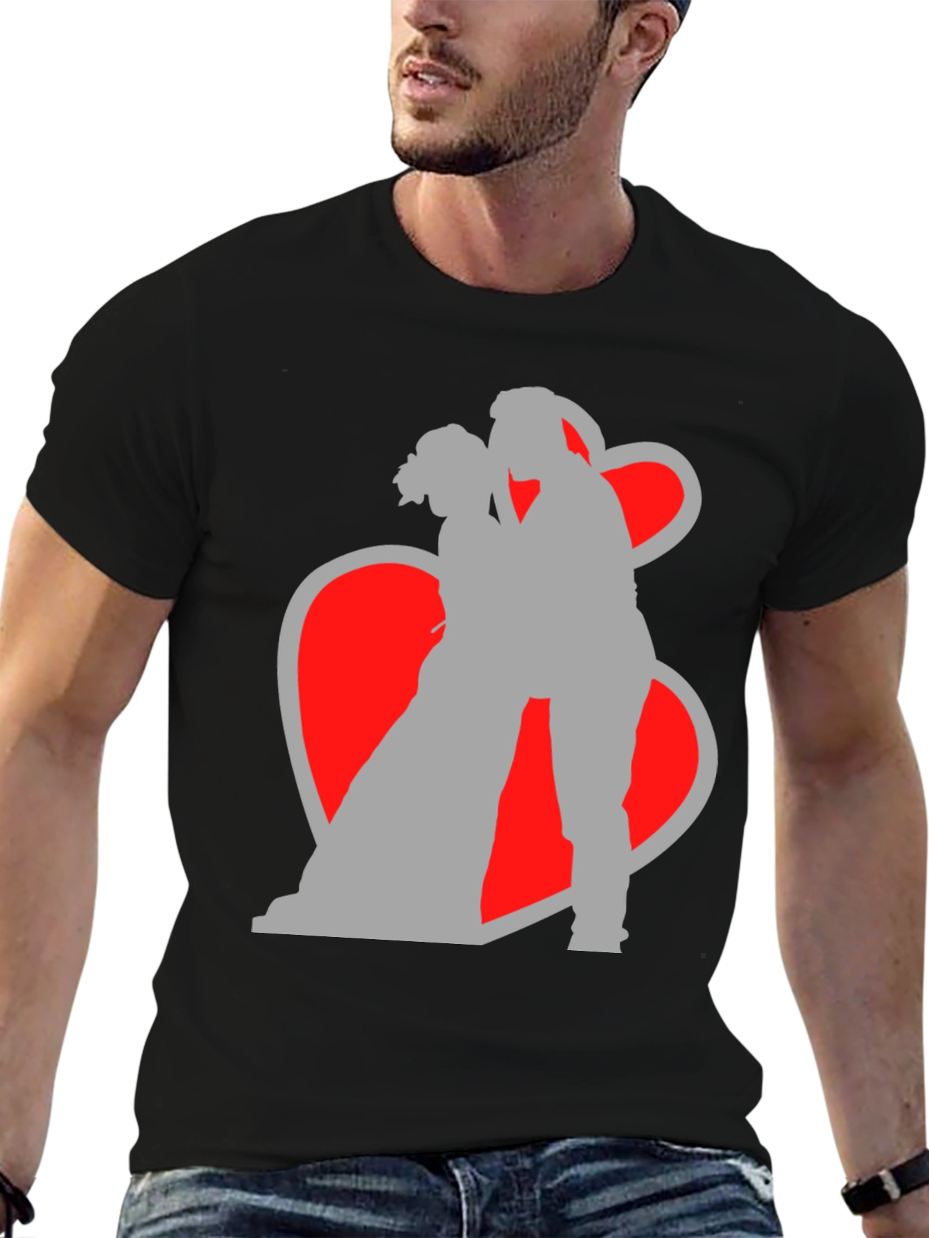 Romantic Couple Silhouette Graphic T-Shirt