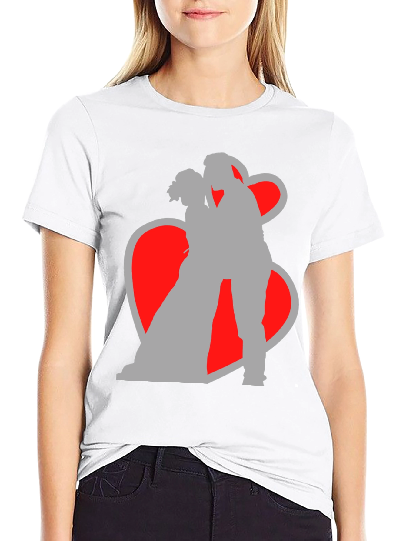 Romantic Couple Silhouette Graphic T-Shirt