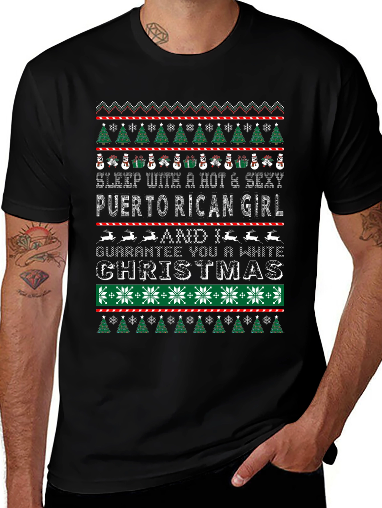Funny Christmas T-Shirt: Puerto Rican Girl White Christmas Tee