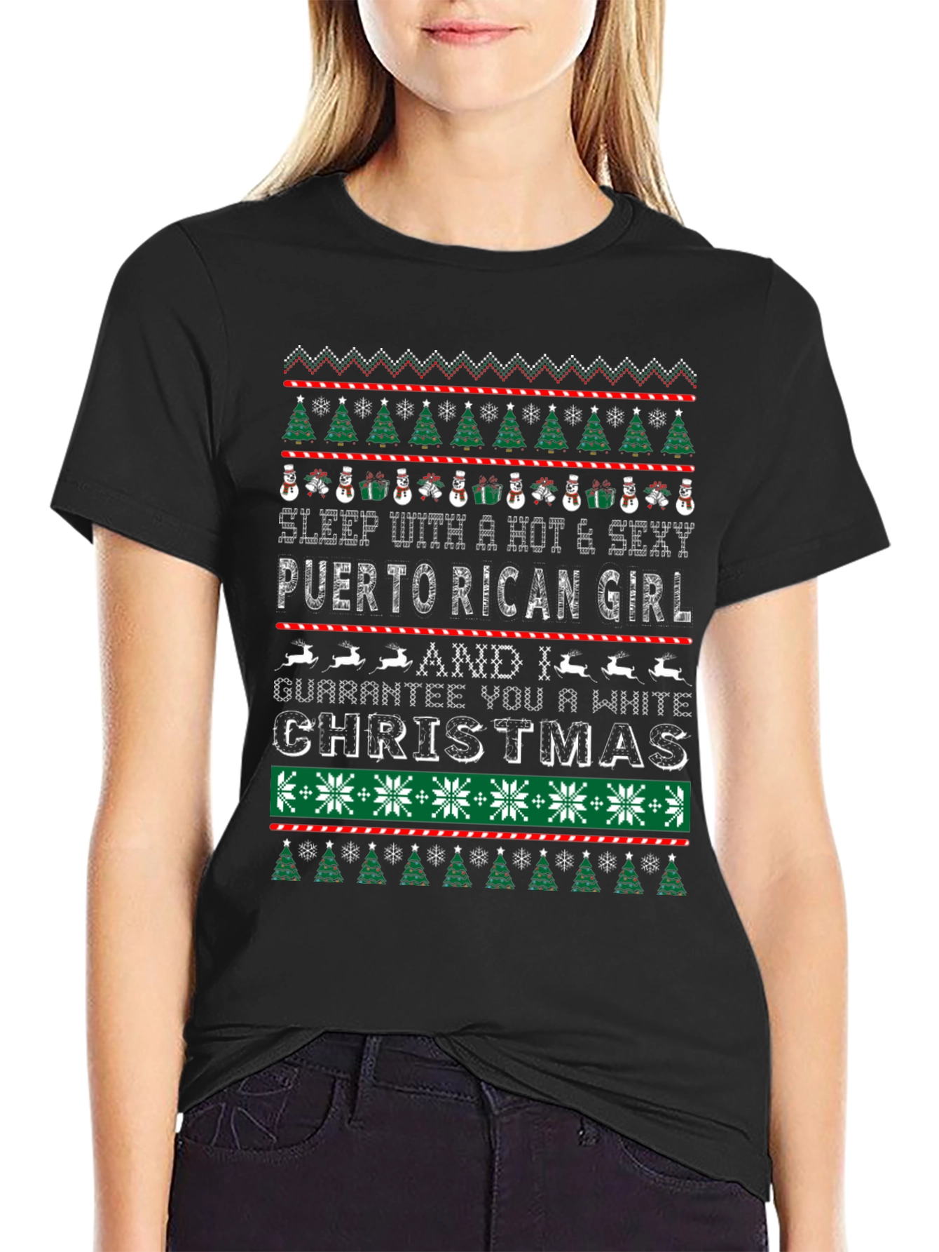 Funny Christmas T-Shirt: Puerto Rican Girl White Christmas Tee