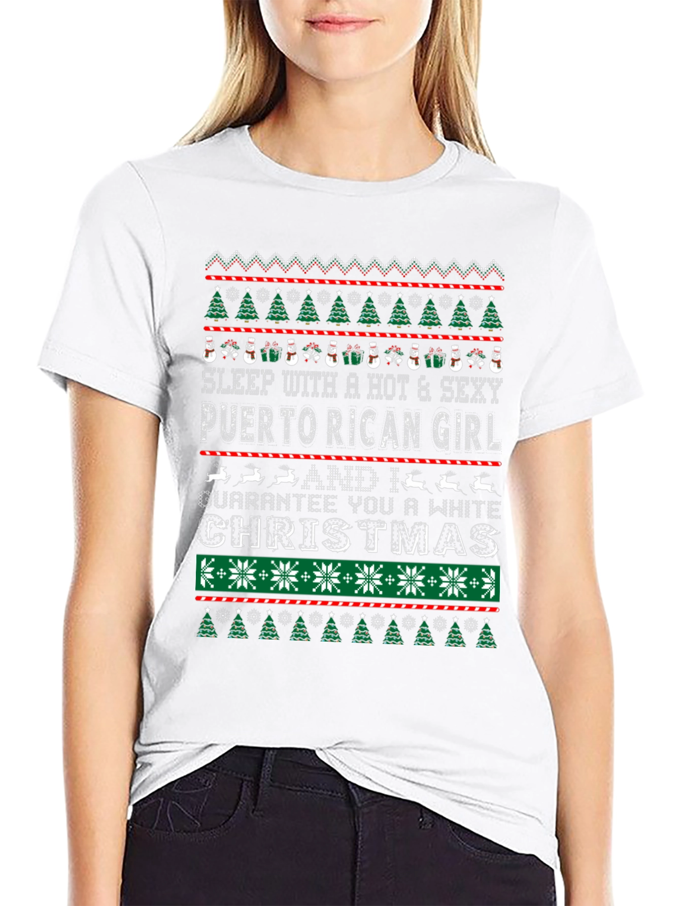 Funny Christmas T-Shirt: Puerto Rican Girl White Christmas Tee
