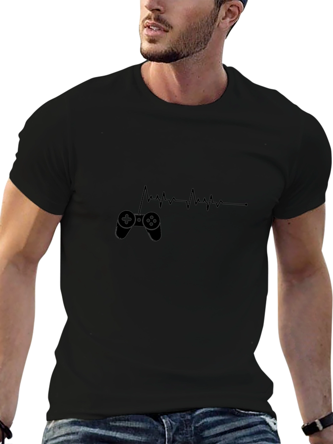 Gamer Heartbeat T-Shirt - Black Cotton Tee