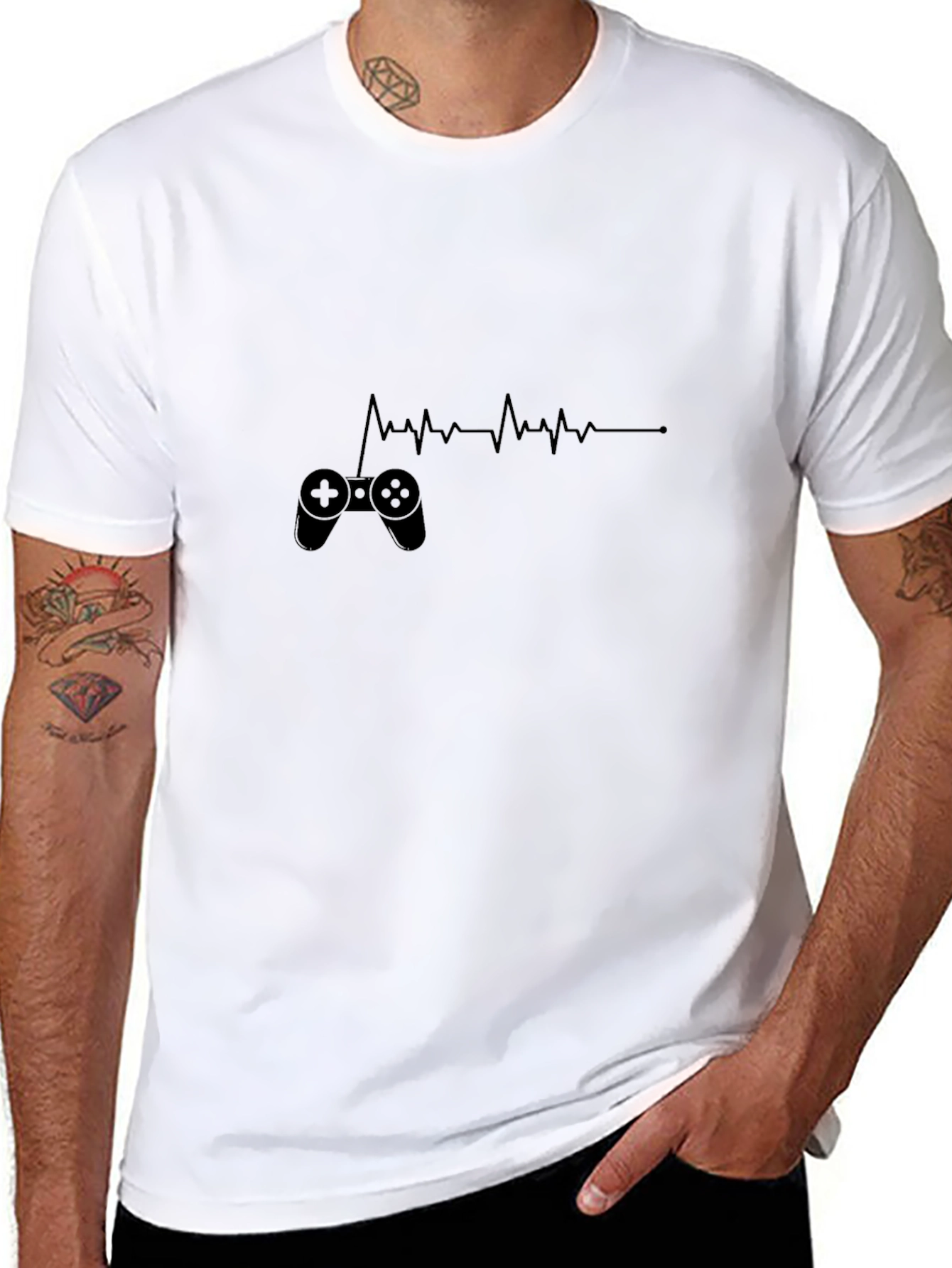 Gamer Heartbeat T-Shirt - Black Cotton Tee