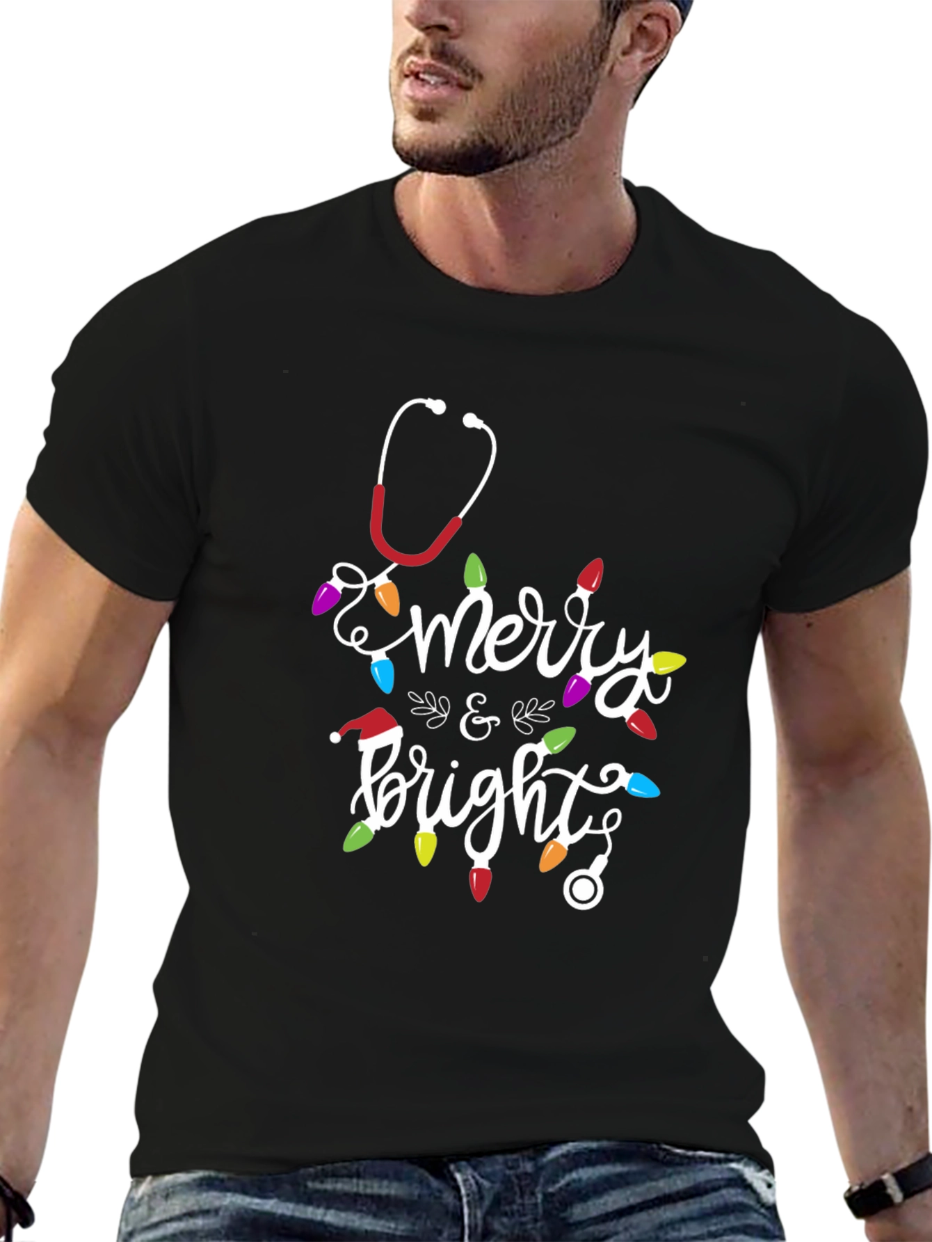 Merry & Bright Nurse Christmas T-Shirt