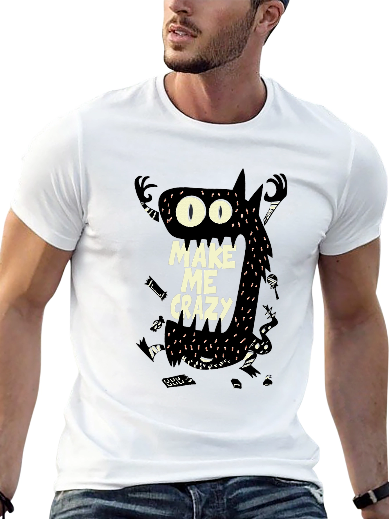 Make Me Crazy Graphic Tee - Funky Monster Design