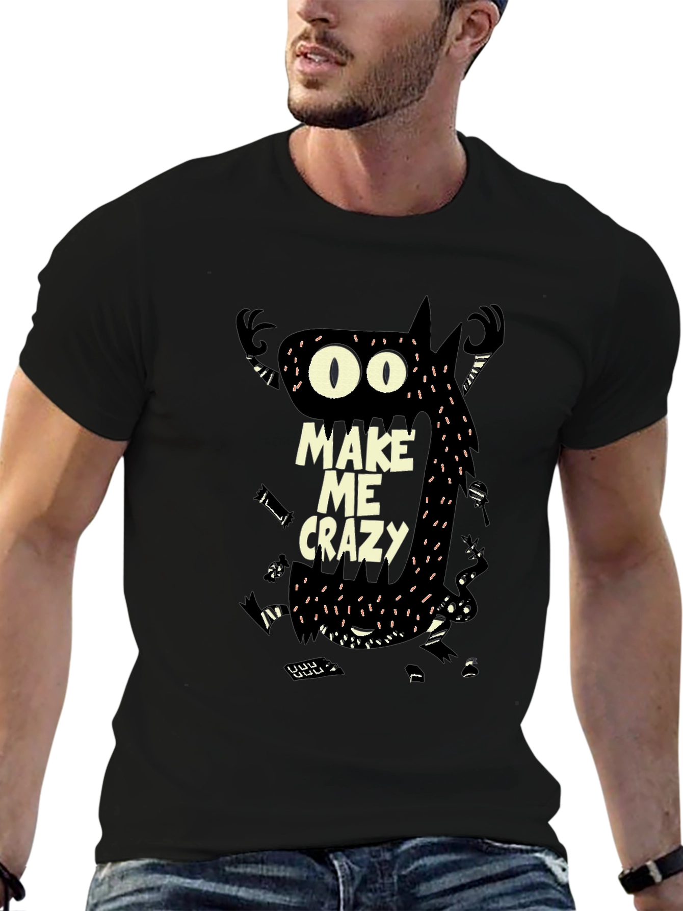 Make Me Crazy Graphic Tee - Funky Monster Design