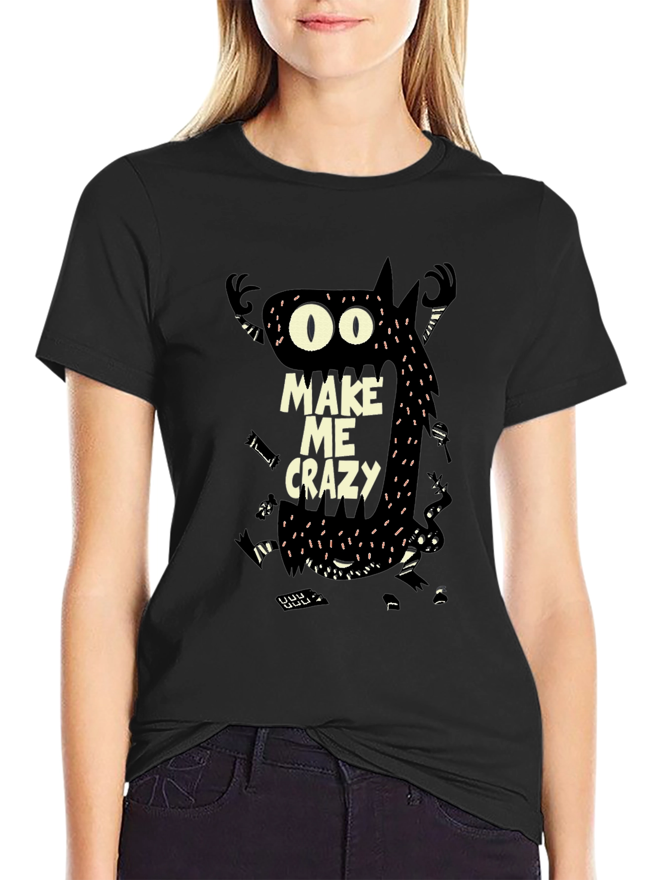 Make Me Crazy Graphic Tee - Funky Monster Design