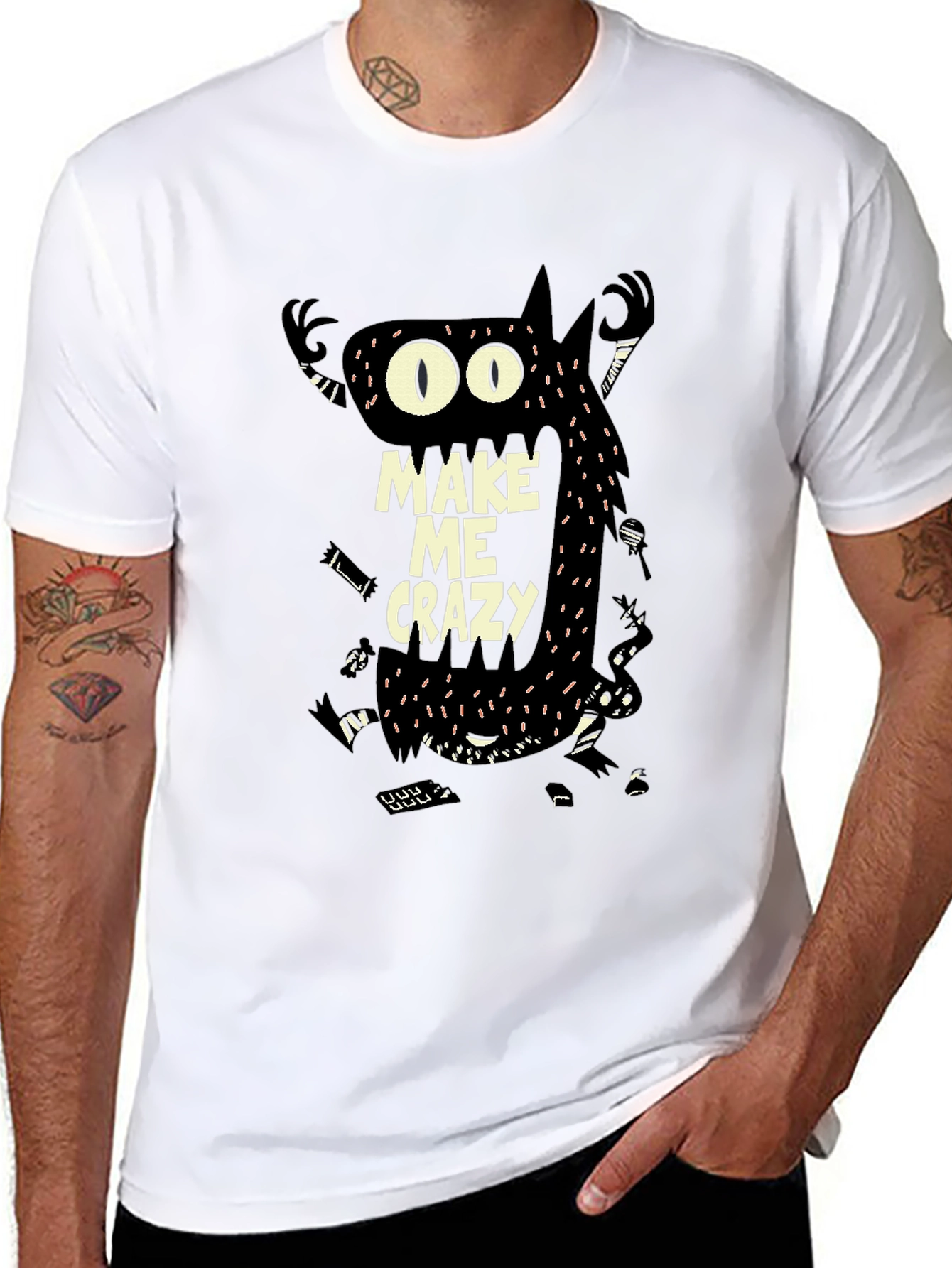 Make Me Crazy Graphic Tee - Funky Monster Design