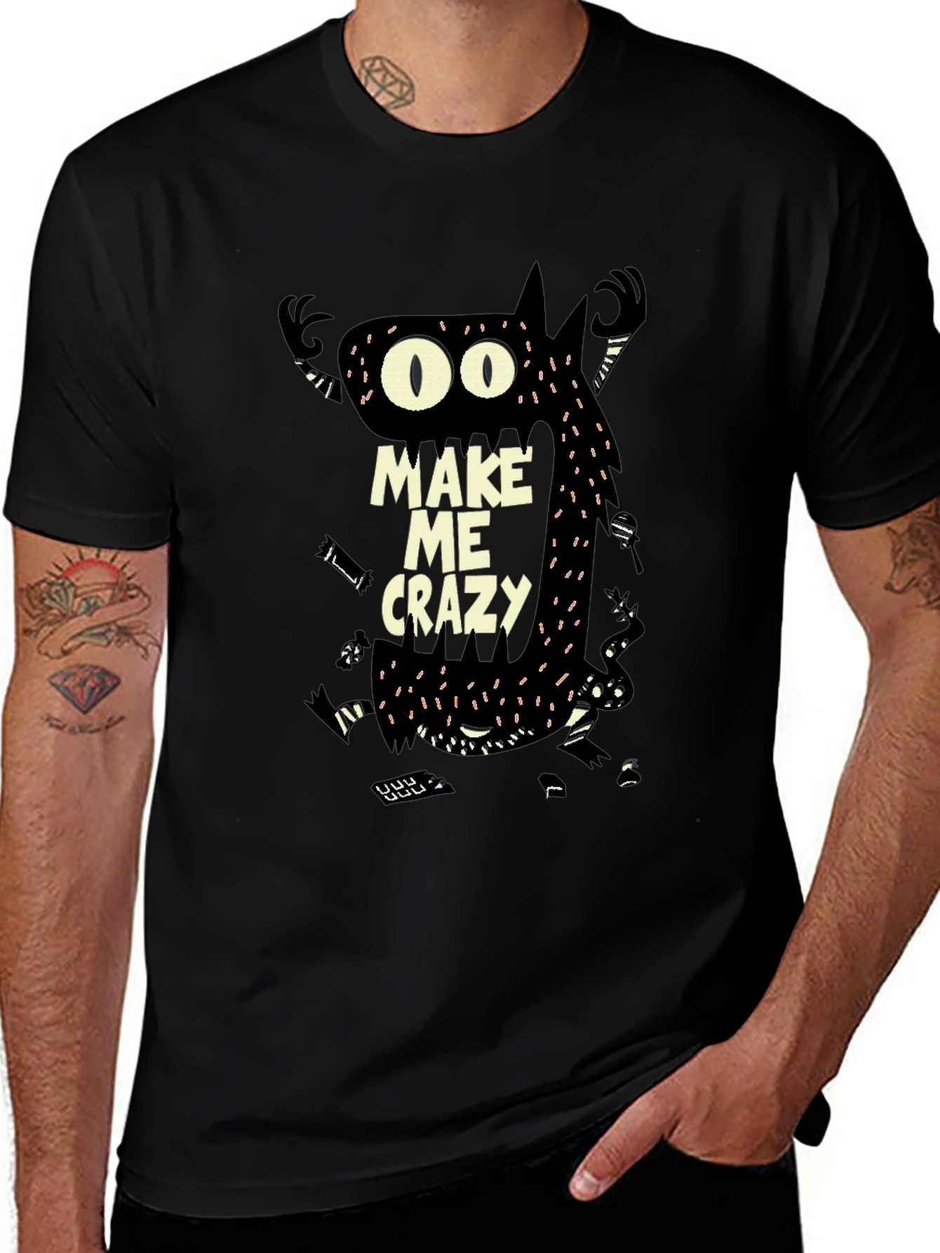 Make Me Crazy Graphic Tee - Funky Monster Design