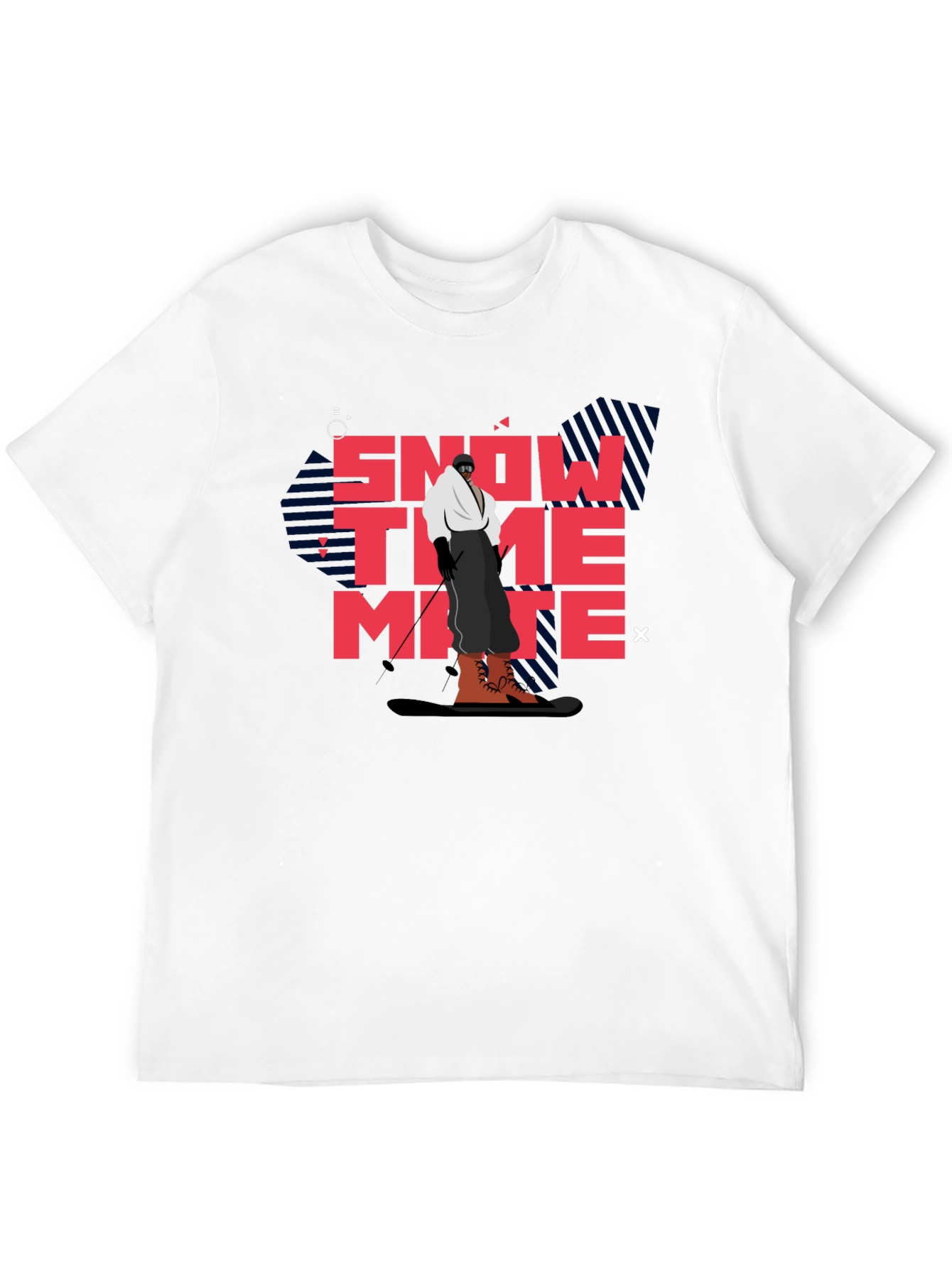 Snow Time Mate T-Shirt Black Cotton Skiing Graphic Tee
